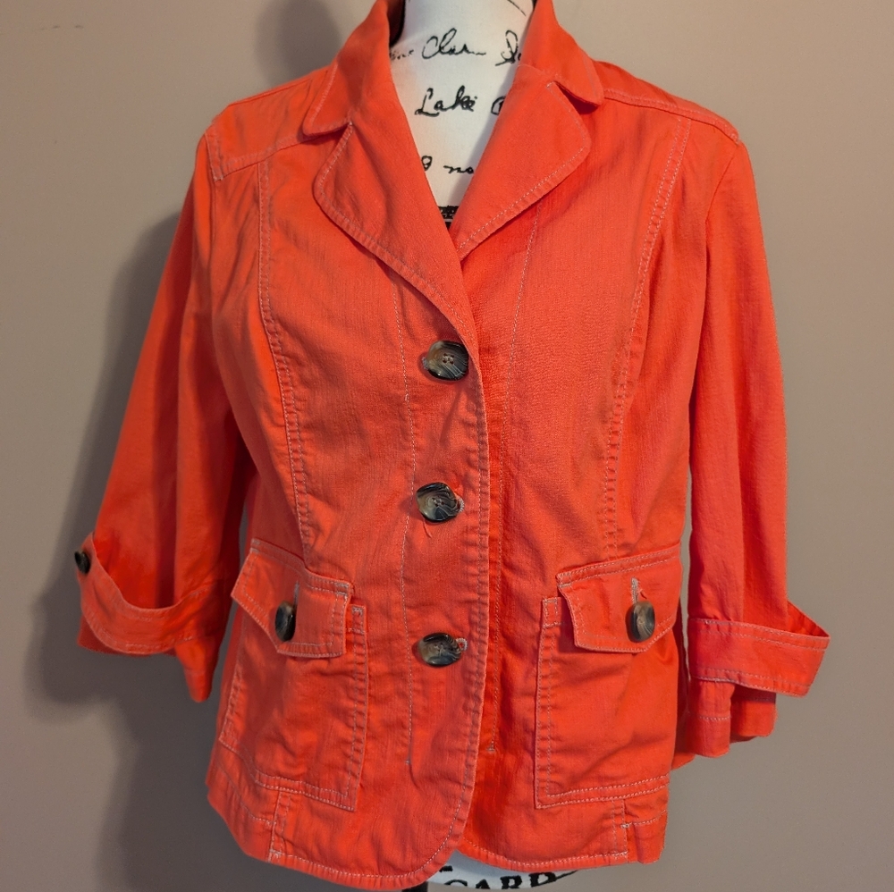 Coldwater Creek Orange Button-Up Jacket